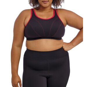NWT Goddess Womens Plus Size Wireless Soft Cup Sports Bra GD6910 Black / Red 40H